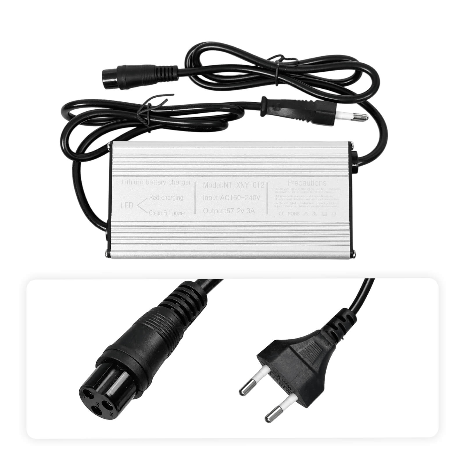 Carregadores 52V/ 60V/ 72V para scooters de cavaleiro de Halo