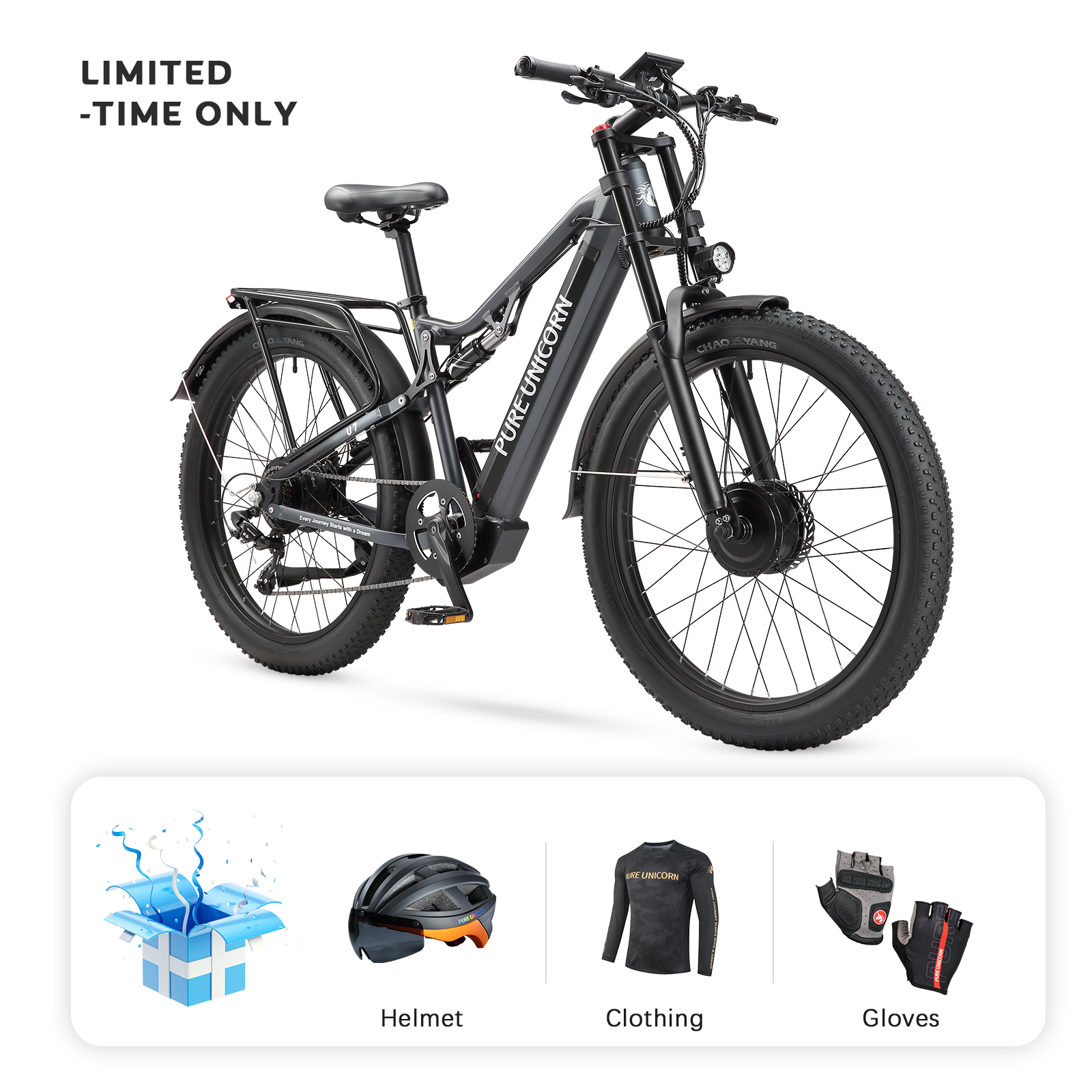 PURE UNICORN U7 48V 2000W 19.2Ah Dual Motor Electric Bike