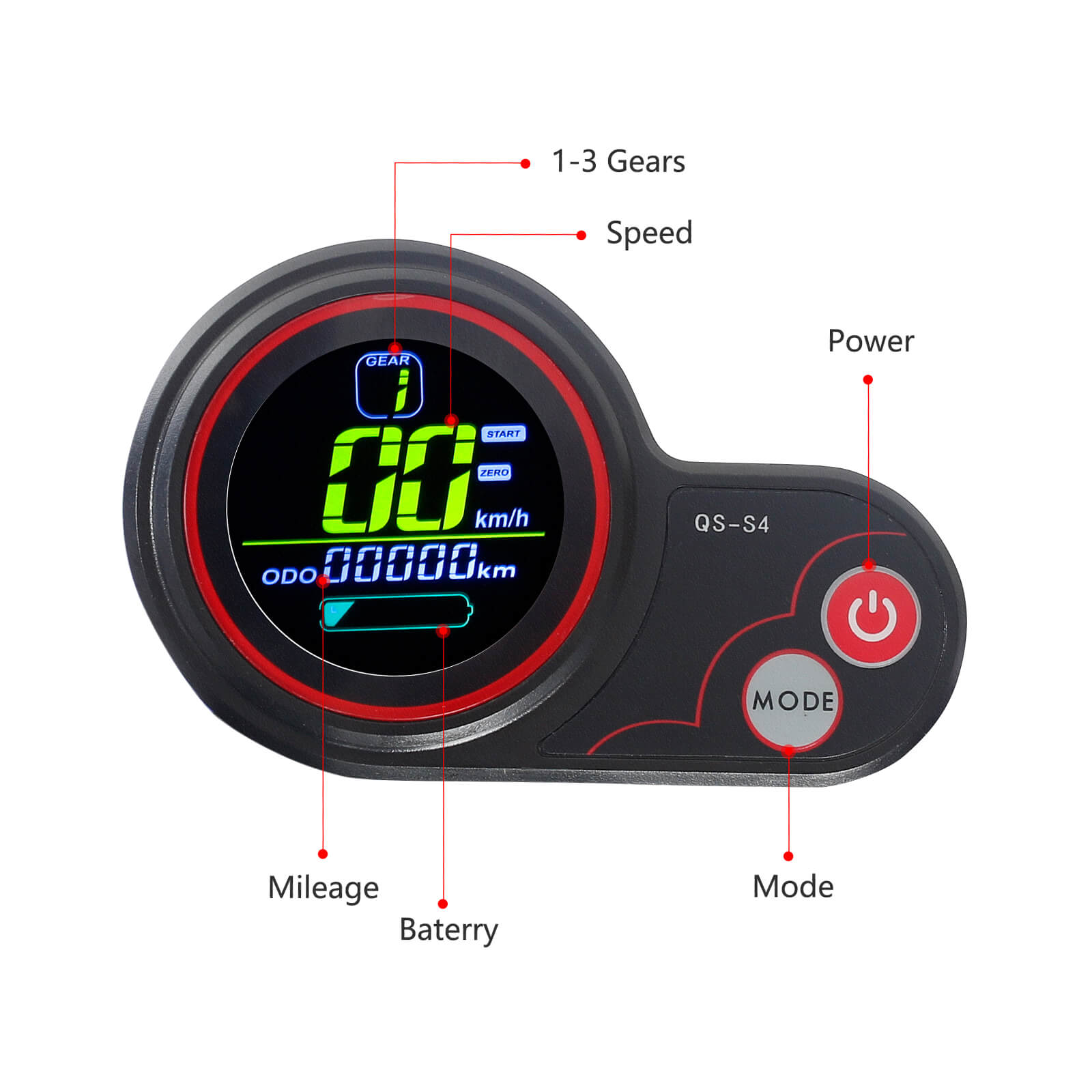 QS Electric Scooter Meter LCD Display For T107Pro/ T108Pro/ T107Max