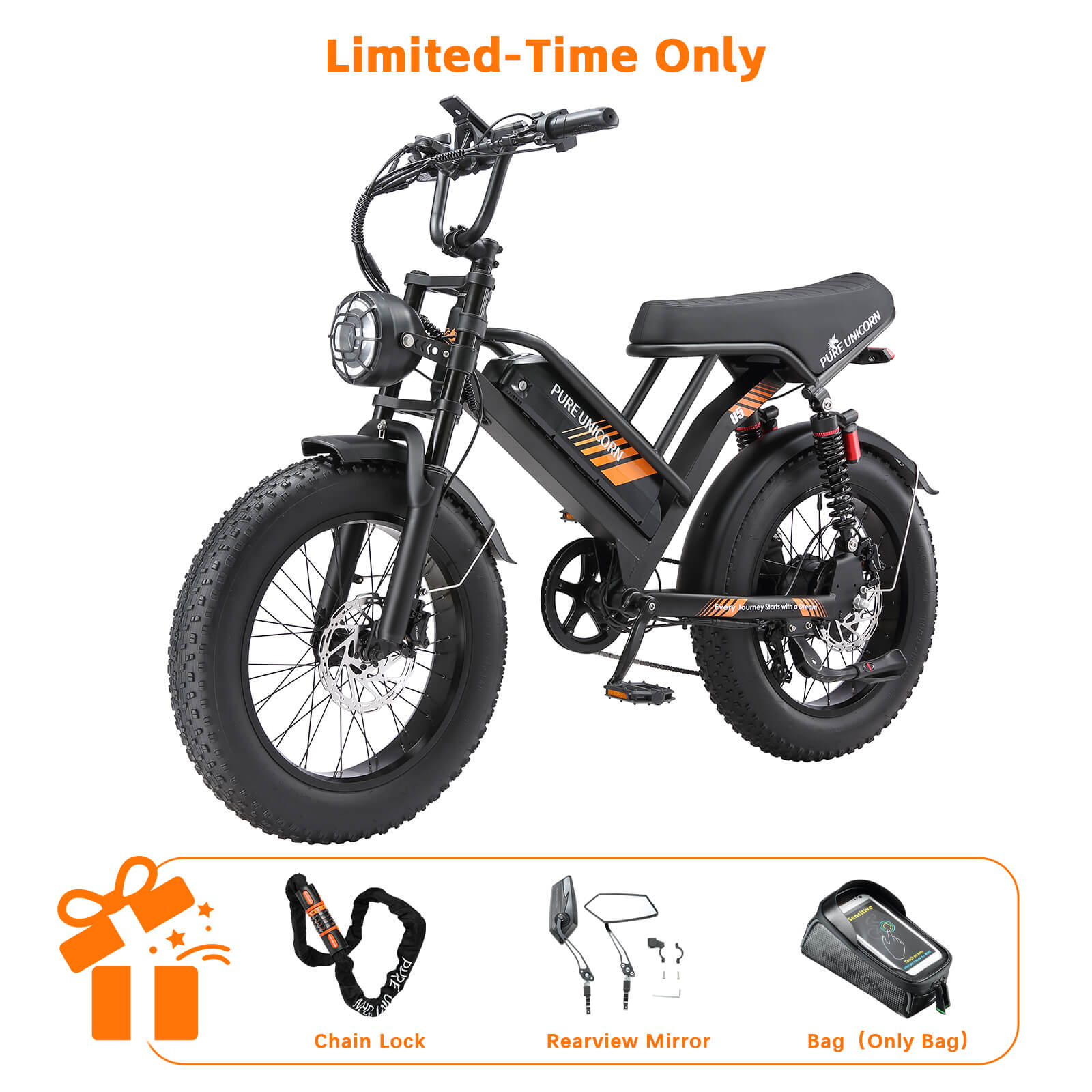 Ebike Big Bad Bike Monopattino PURE UNICORN U5 Moped E-Bike 1000W