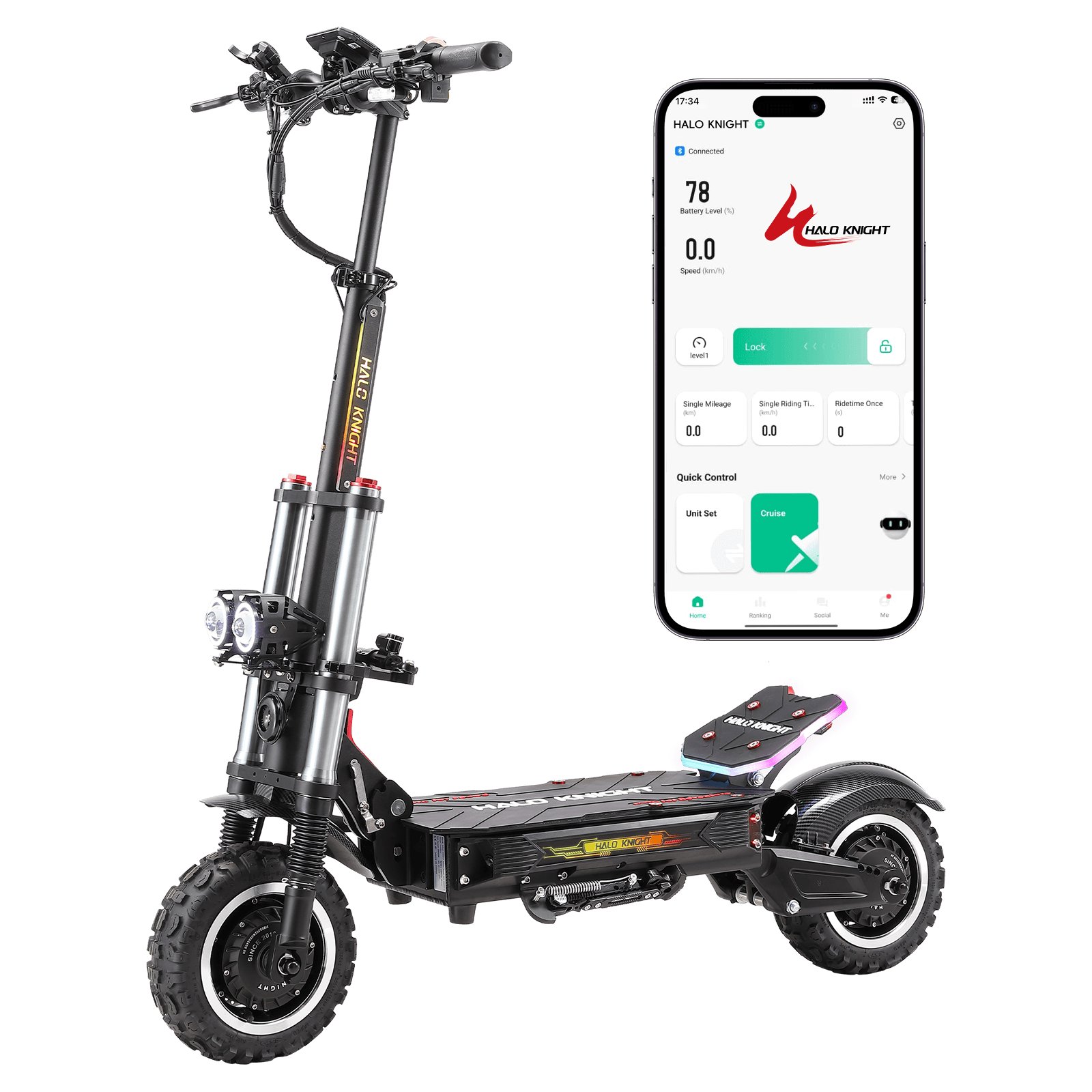 HALO KNIGHT T107Pro 60V 6000W 38.4Ah Dual Motor Electric Scooter (US Version)