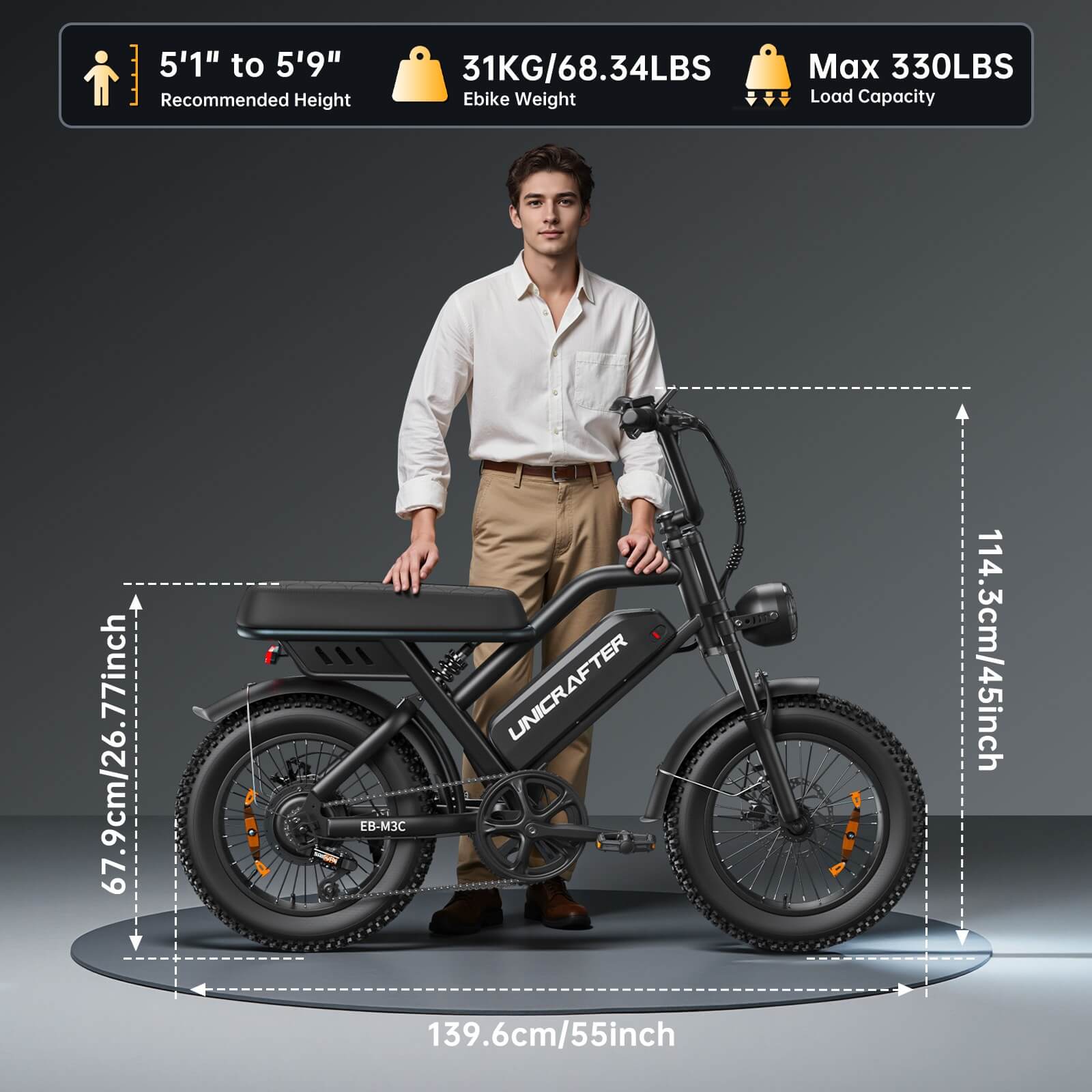UNICRAFTER M3C 48V 750W 15.6Ah Electric Bike