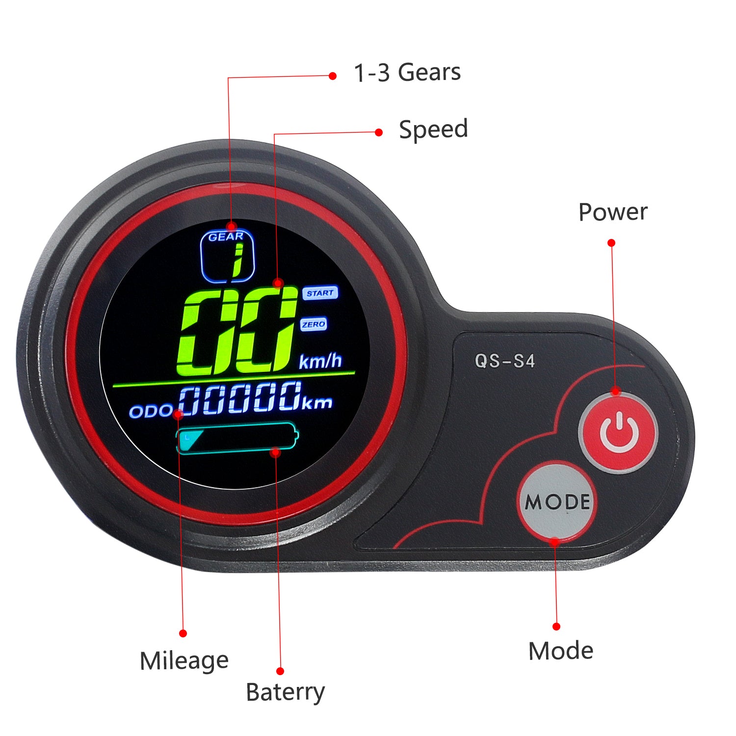 Pantalla LCD del medidor de scooter eléctrico QS