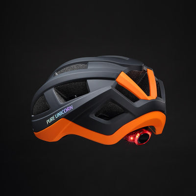 PURE UNICORN Smart Helmet – Matte Black with LED Rear Light for E-Bike, E-Scooter, Motorcycle Compatible