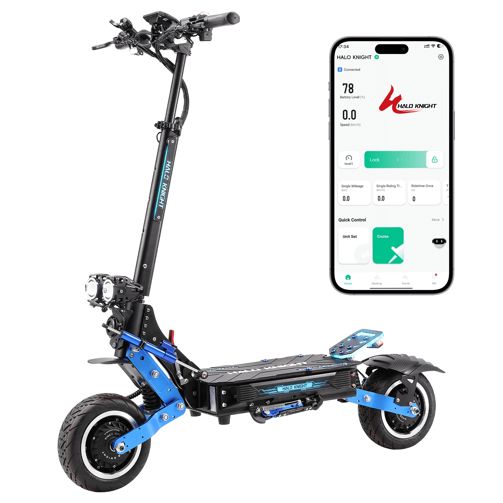 HALO KNIGHT T108Pro 60V 6000W 38.4Ah Dual Motor Electric Scooter (US Version)