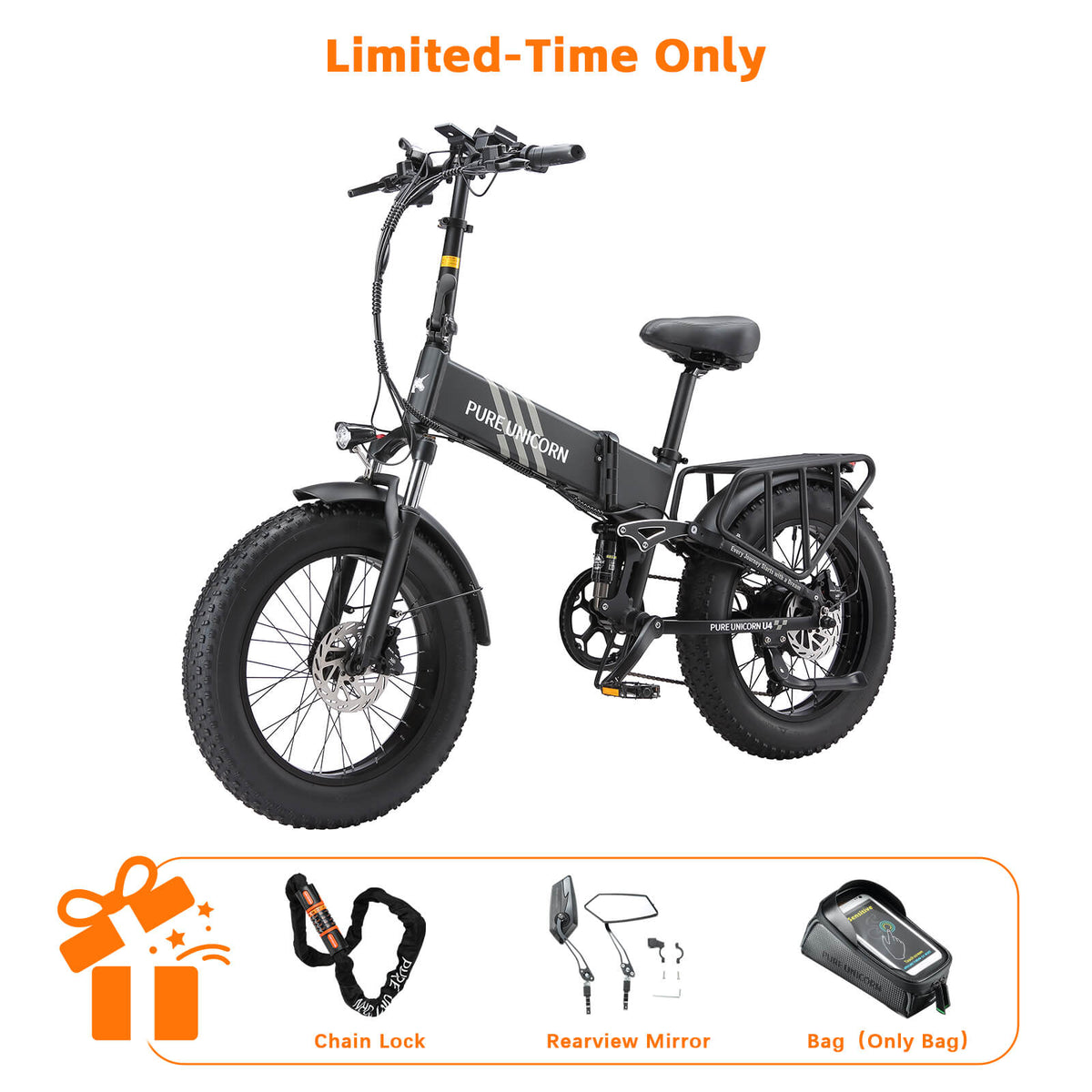 PURE UNICORN U4 48V 1000W 15Ah Electric Bike – Limited Free Gift Set