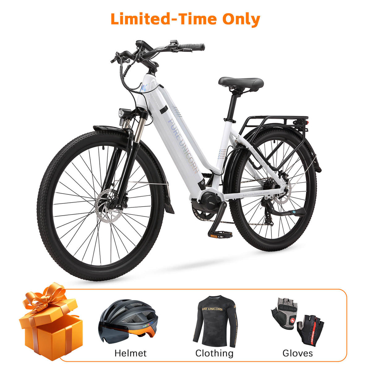 PURE UNICORN U8 48V 500W Mid-Drive Commuter E-Bike with Samsung Battery