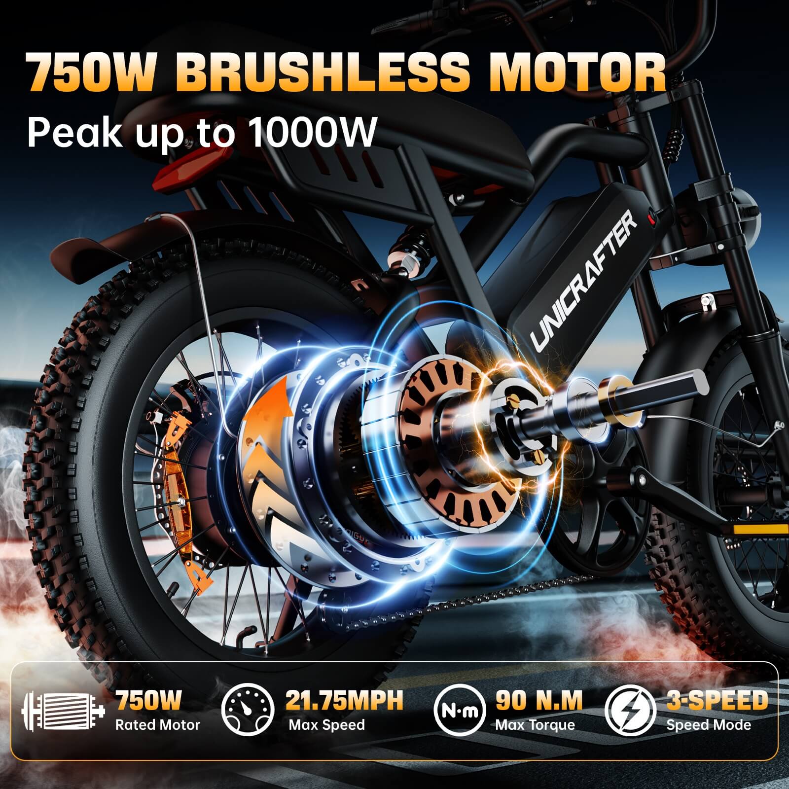 UNICRAFTER M3C 48V 750W 15.6Ah Electric Bike